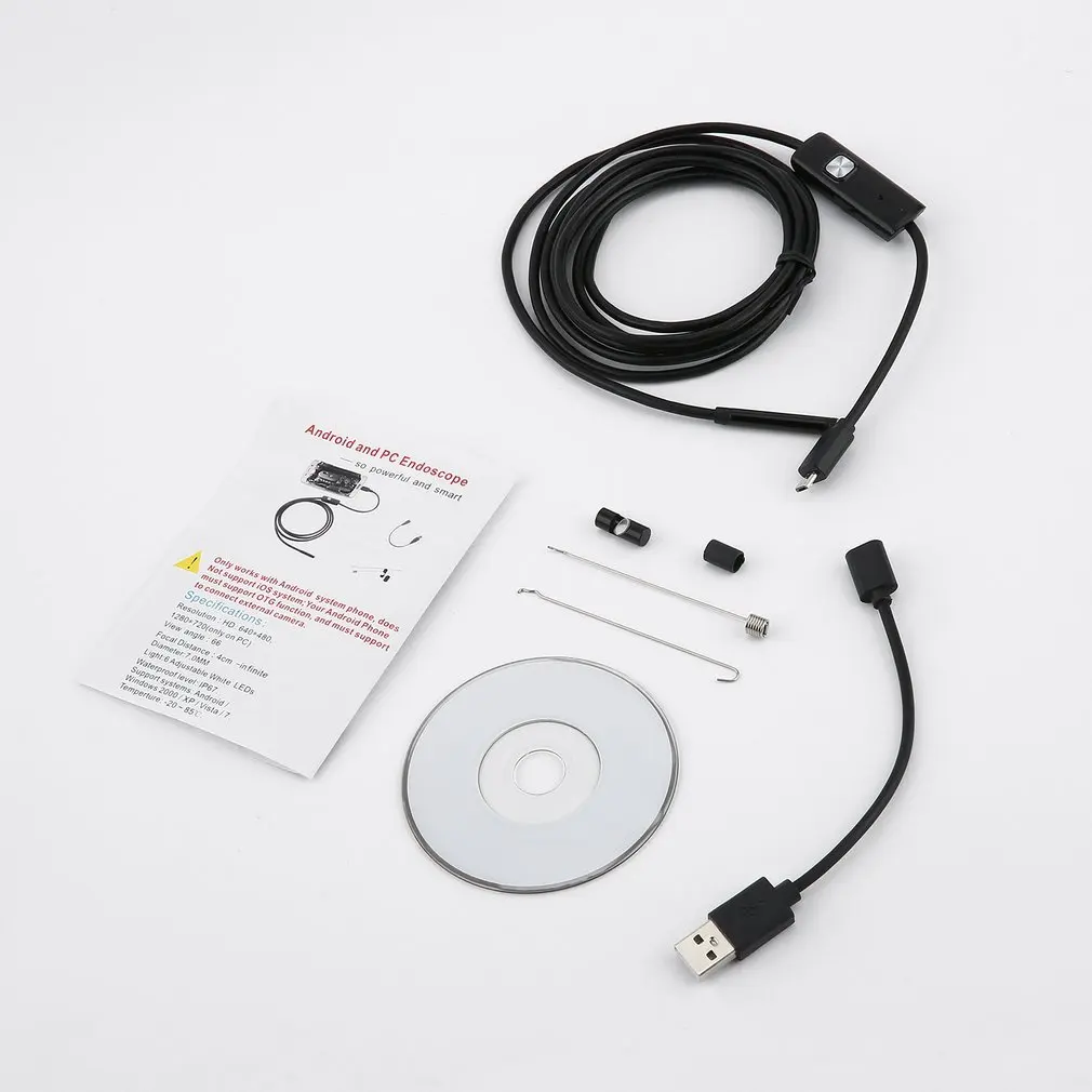 5.5mm endoscopio USB Mini telecamera flessibile IP67 impermeabile Micro USB ispezione boroscopio per Android 6 LED regolabile