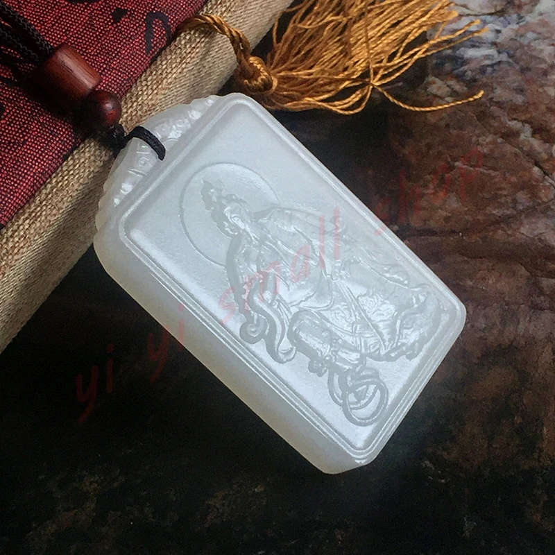 Taoist magic Ware, white jade, crape myrtle, Zhenwu Emperor, Xuantian Emperor pendant, Feng Shui supplies