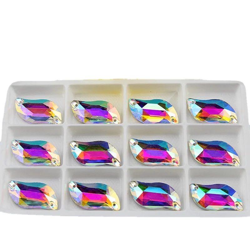 ALL SIZE S Shape crystal sew on rhinestone AB color glass sewing glass sewing 3254 diamond leaf sew-on stone for wedding dress