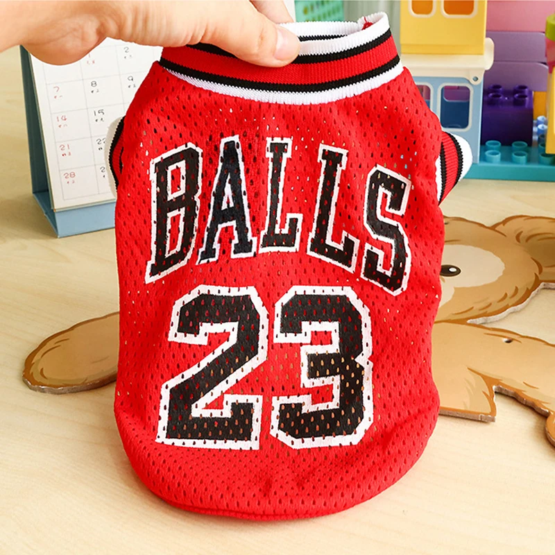 Spring Summer Pet Dog Vest T Shirt Ventilation Mesh And Sweat Absorption Dog Clothes No. 23 Athlete's Sport Shirt Puppy Clothing