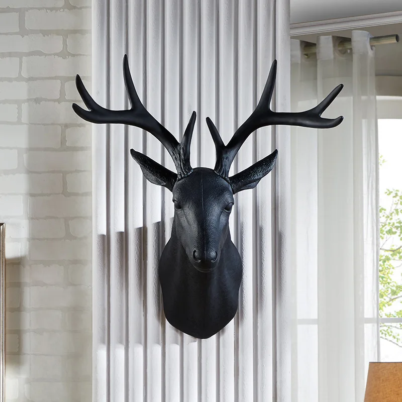 Wall Mounted Hanging Deer Head, Home Bar Shop Animal Head for wall decoration,3D Deer Head Wall Decor Home Statue Sculpture
