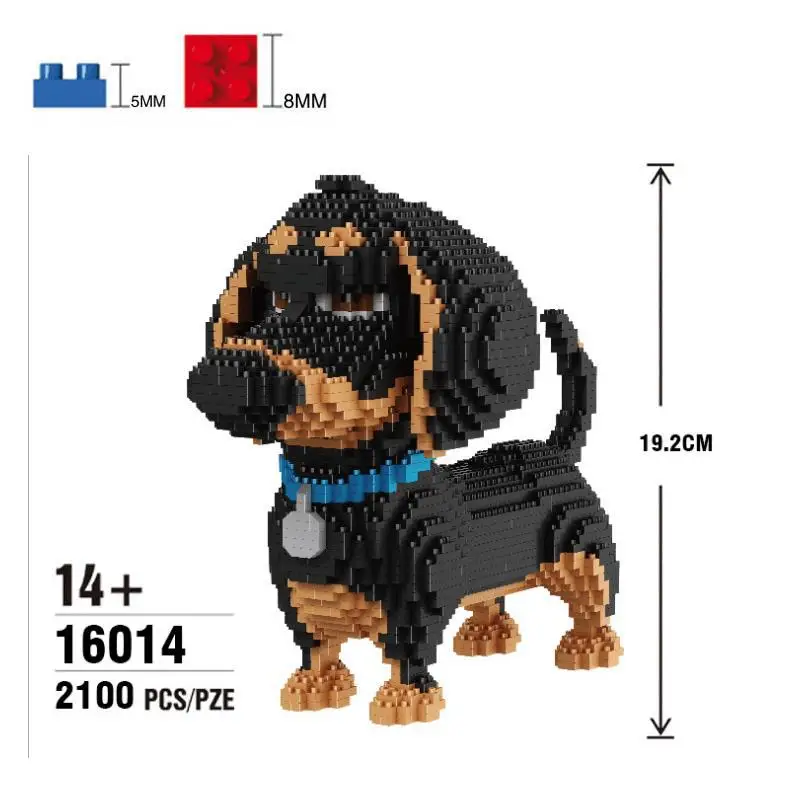 Mini Blocks Dog Model Small Bricks Dachshund Assembly Brinquedos Schnauzer Husky PUG Kids Gifts Toys for Children Present 16013