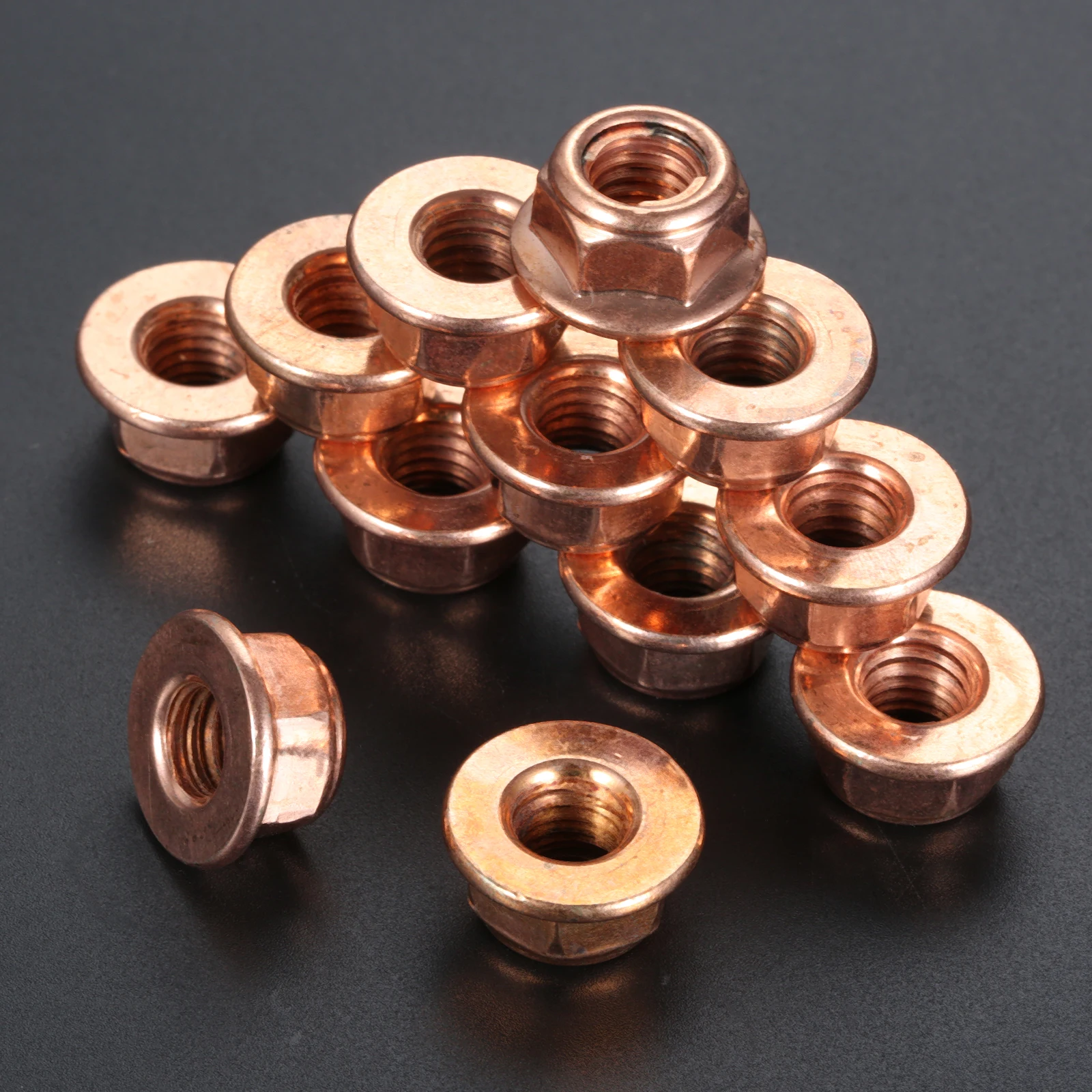 12Pcs M8 Copper Exhaust Nut for BMW 3 Series E30 Head Stud Lock Nuts Copper Bolt Screw M8 Turbo Exhaust Stud Hex Nut A1201420072