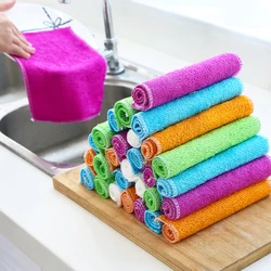 Cleaning Rags Dish Cloths Bamboo Microfiber High Efficient Anti-Grease Washing Towels Magic Kitchen Accessories Lazy Wiping Tool