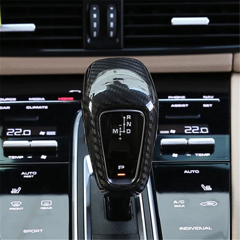 

Carbon Fiber Style Gear Shift Knob Cover Moulding Trim For Porsche Cayenne 2018-2021 Car Modification Auto Parts