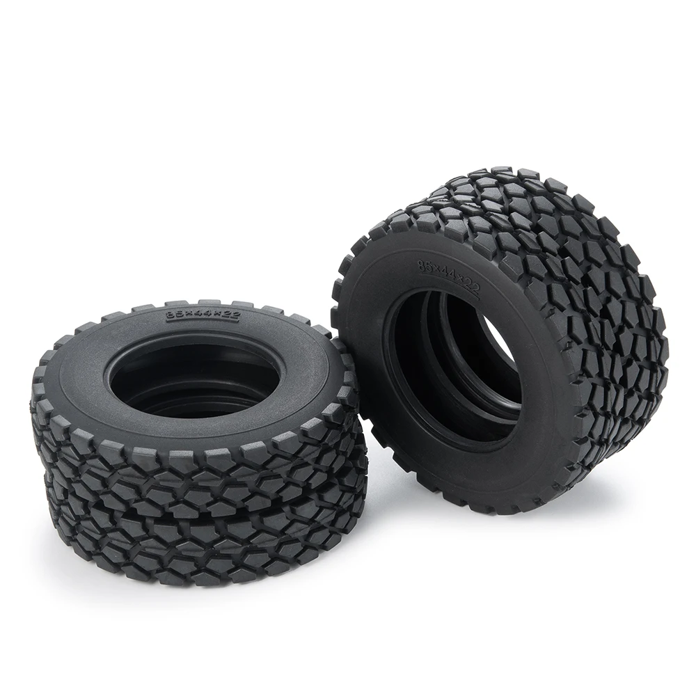 YEAHRUN 4Pcs Beadlock Rubber Tyres Front Rear Wheel Tires 22mm/25mm Width for Tamiya 1/14 RC Trailer Tractor Truck Model Parts