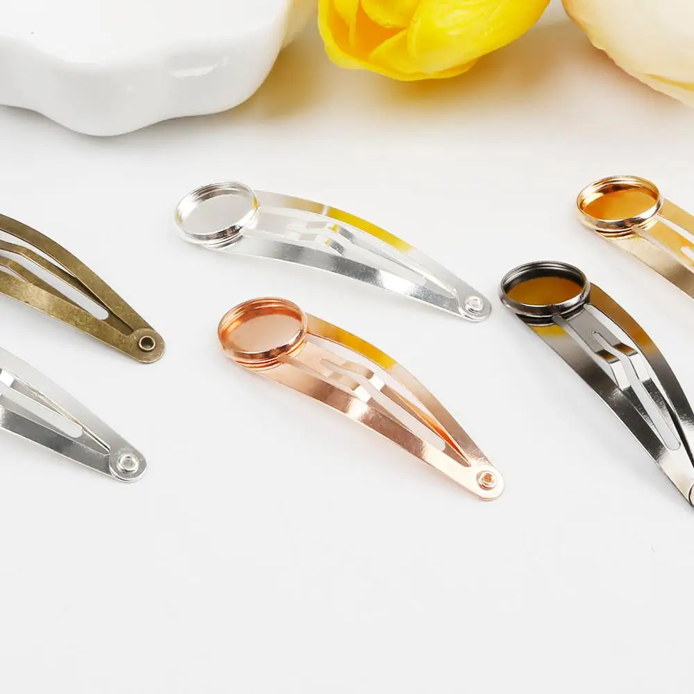 10pcs Classic Metal Hairpin Hair Clips Base Fit For 12mm Cabochons Cameo Setting DIY Hair Ornaments Jewelry Findings Making