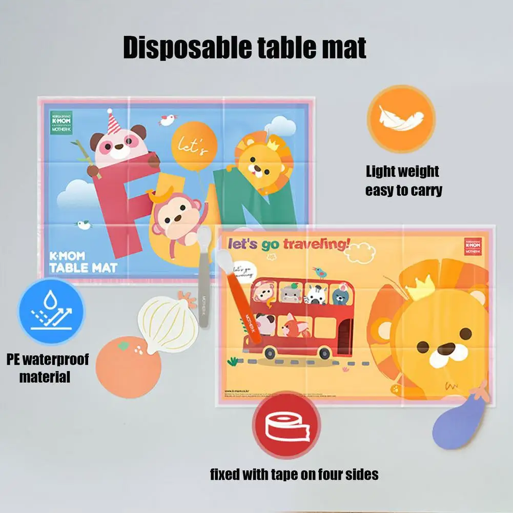 20 Pcs Portable Baby Disposable Table Mats Oil Proof Animal Design Placemats Have Adhesives With Enhanced Glue