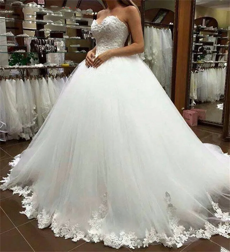 Customized Bride Dress 2025 Lace Applique Sweetheart Vestidos De Noiva Sexy Ball Gown Wedding Dresses for Brides Robe De Mariée