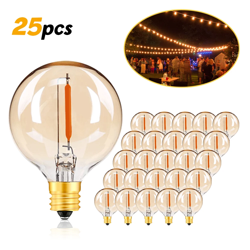 

25Pcs G40 LED String Light Bulb Replacement 110/220V Led Bulb E12 Base Socket Incandescent Bulb For Home Garden Party Decoration