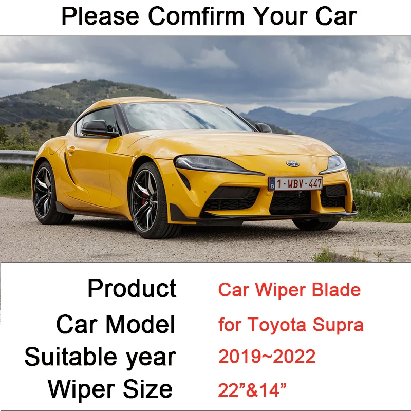 for Toyota Supra J29 2019 2020 2021 2022 Frameless Silent Rubber Wiper Snow Scraping Front Windshield Brushes Car Accessories