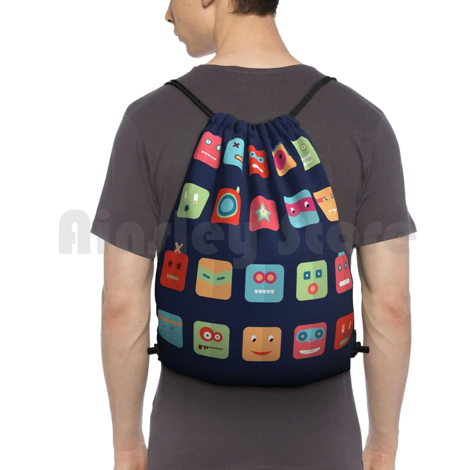 Static Robotitos Backpack Drawstring Bags Gym Bag Waterproof Robots Robotina Characters Superhero Friends Friendship All