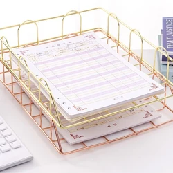 2pcs / Set Rose Gold Desk Organizer Stackable Paper Tray Metal Wire Two Tier Tray - Stackable Letter Tray - Inbox Tray for Desk