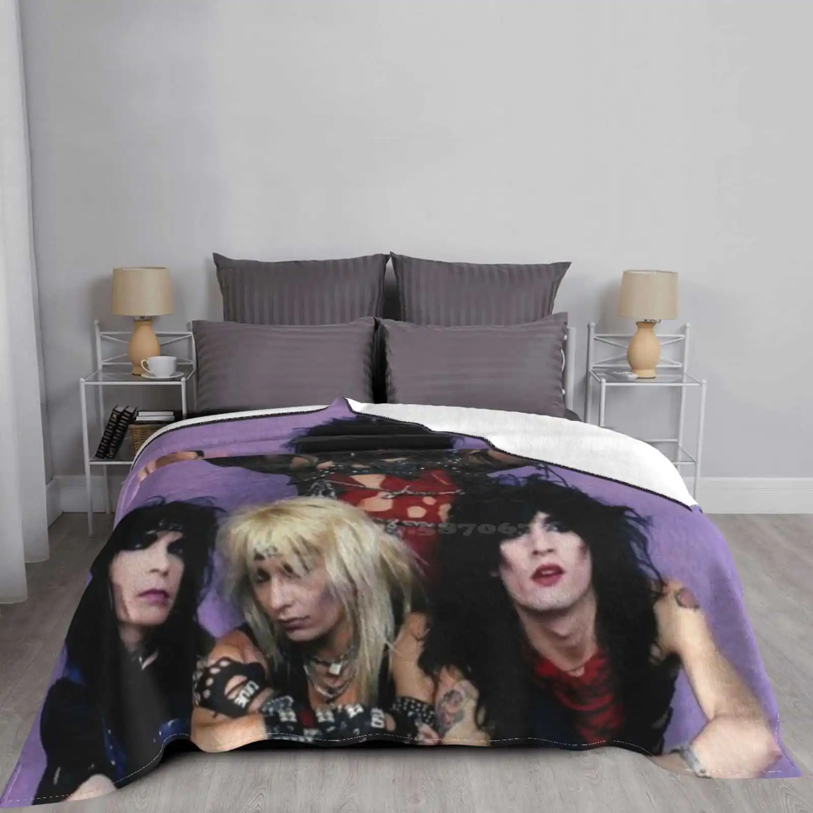 Collection Latest Super Soft Warm Light Thin Blanket Band Music 80s Metal Vintage Crue Motley Nikki Sixx Retro Hard Heavy Metal