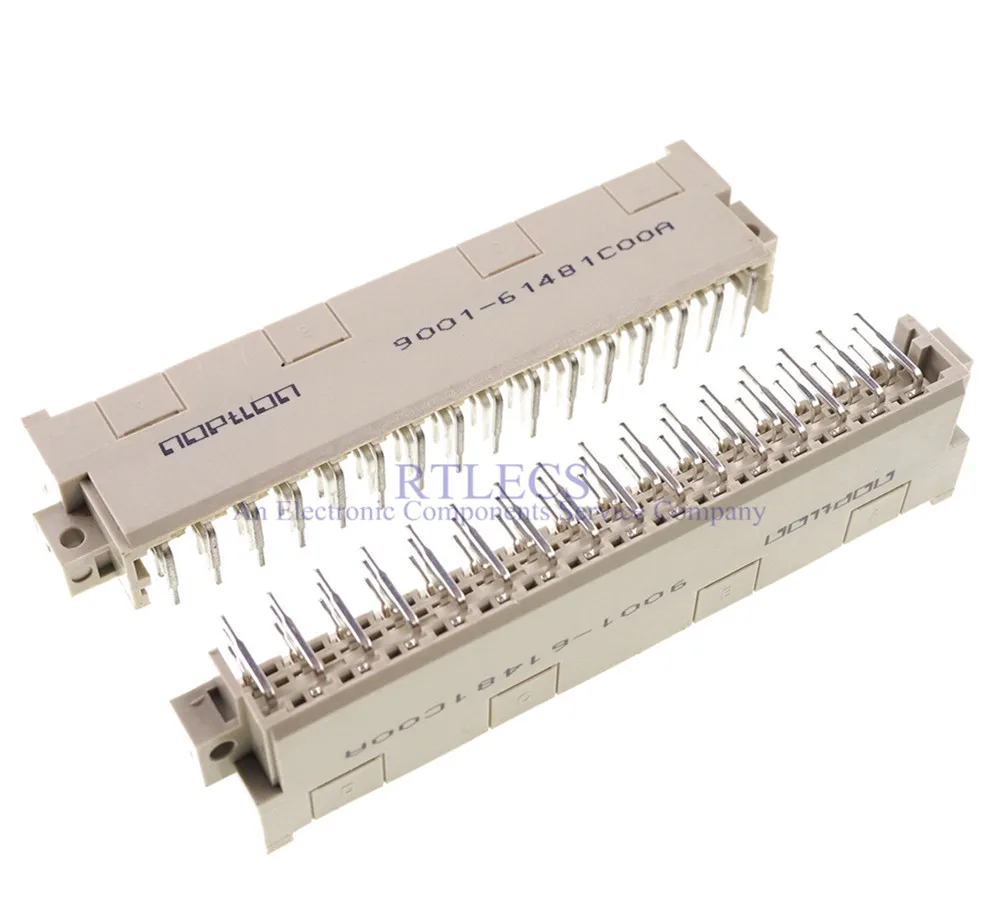 2pcs 5.08mm DIN 41612 Header Connector 3 Rows 48 Positions Male Pins Right Angle Through Hole PCB Solder 3x16