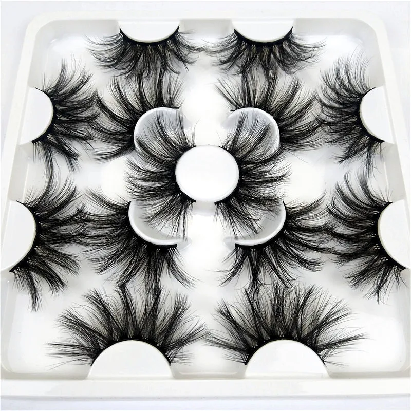 MIOFIA 7쌍 두꺼운 속눈썹 연장 25mm 인조 밍크 속눈썹 동물 학대 없이 도매 가짜 속눈썹 메이크업 도구