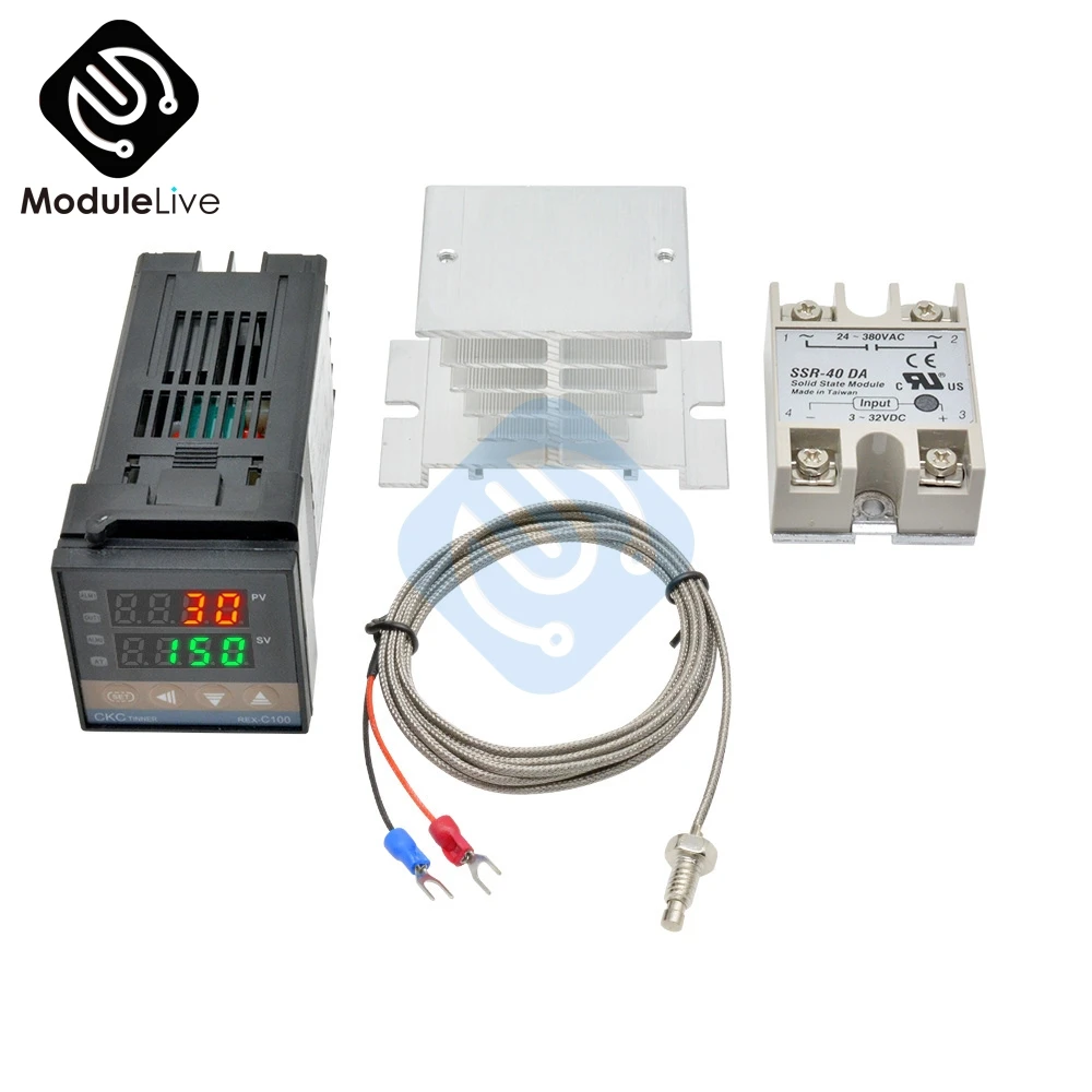 Pid Temperature Controller Regulator Rex c100 Original 1300 Ssr 40DA Solid State Relay Digital Thermostat K Thermocouple Sensor