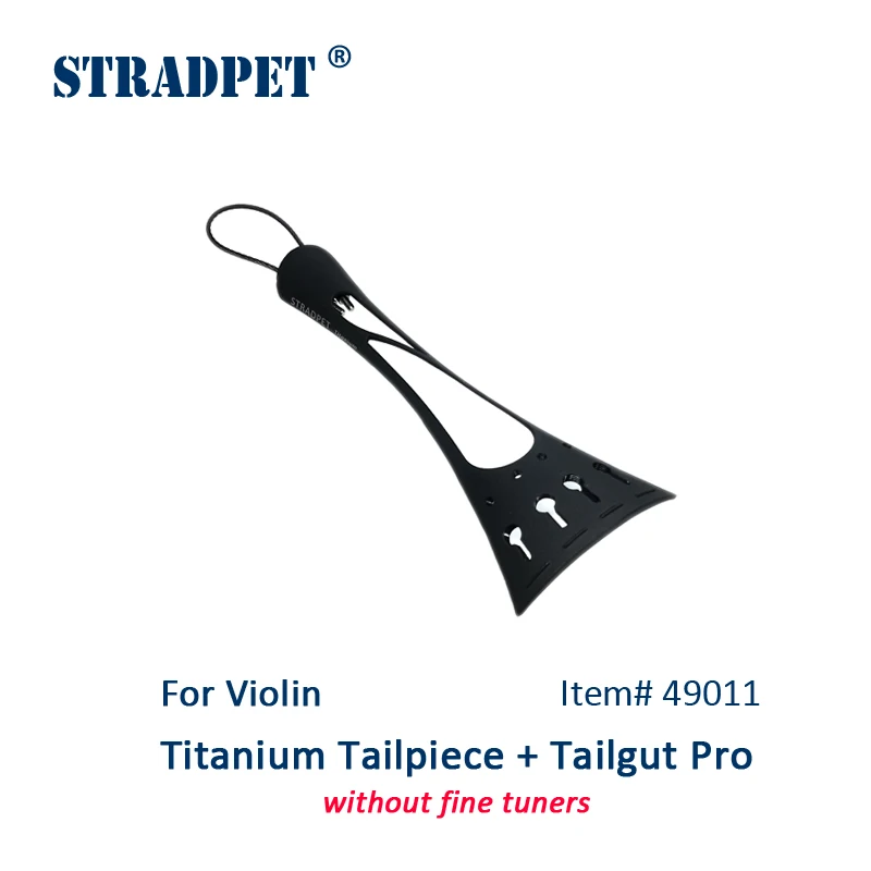 New! STRADPET French Style Titanium Tailpiece Set for Violin with Titanium Tailgut Pro, Optional with or without Fine Tuners