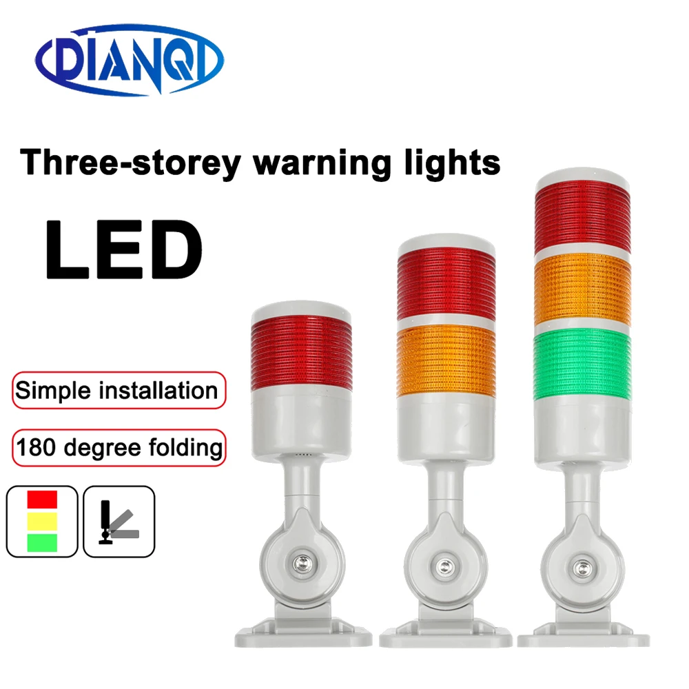 

LED warning light Rotatable 180 Stack light industrial for CNC machine DC 12V 24V AC 110V 220V Steady flashing light