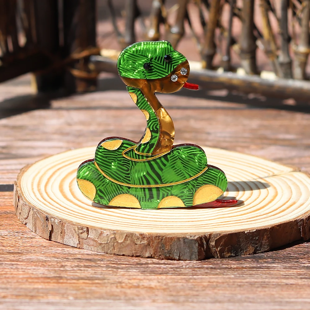 

Custom Acrylic Cute Snake Brooches Pins for Women Vivid Animal Brooch Acetate Fiber Halloween Christmas Gifts Costume Jewelry