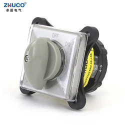 ZHUCO SZW25-25/1.SVHC 25A One Pole ON-OFF-ON Three Position Silver Contact Custom Rotary Universal Changeover Cam Switch