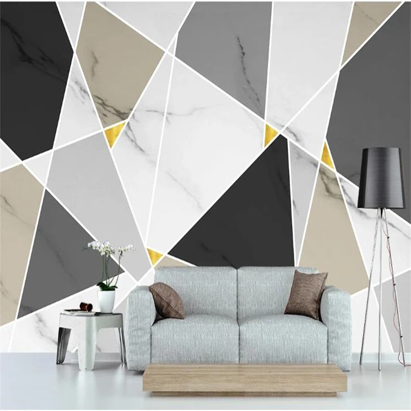 

wellyu Custom wallpaper papel de parede Modern minimalist geometric creative mosaic graphic jazz white marble wall papier pei