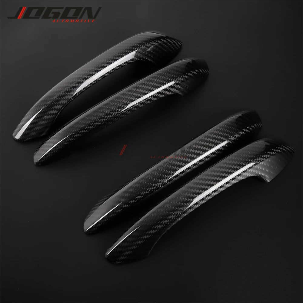 Real Carbon Fiber Exterior Door Handle Cover Sticker Trim For Porsche Macan S GTS Turbo 2015-2019 Without Smart Key Holes LHD