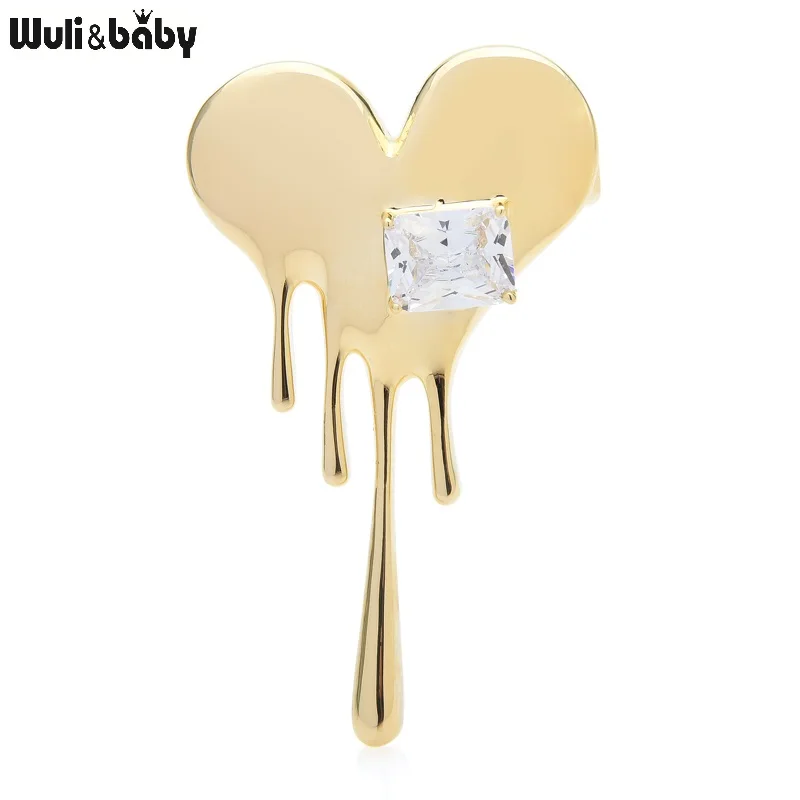 Wuli&baby Smooth Heart Brooches For Women Unisex Good Quality Rhinestone Simple Love Valentine's Day Brooch Pins Gifts