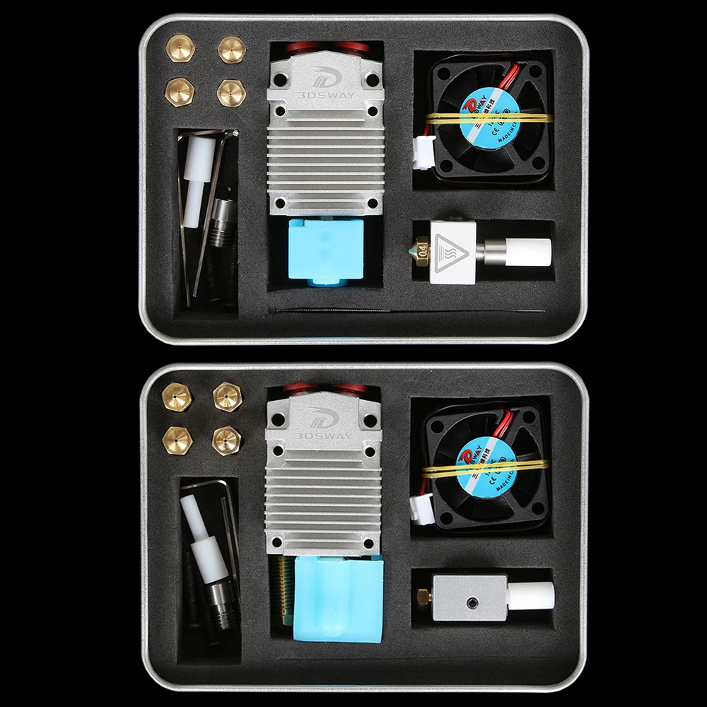 3DSWAY 3D Printer Part XCR 2IN1-V2 Color Switching Hotend Two Color NV6 Heated 0.4/1.75 Volcano Nozzle 0.8 Silicone Sock and Fan