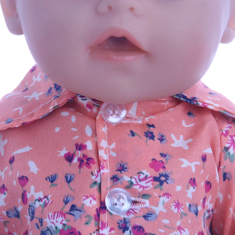 Handmade Flower Pattern Pajamas For 18 Inch American Doll Girl Toy 43 cm Born Baby Clothes Accessories Nenuco Our Generation