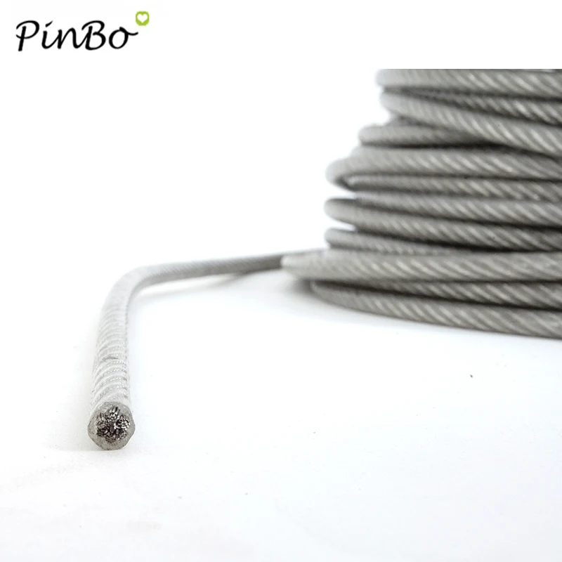 5 Meter wire Rope PVC Transparent Coated Cable Stainless Steel rope Clothesline Diameter 0.8mm 1mm 1.5mm 2mm 3mm