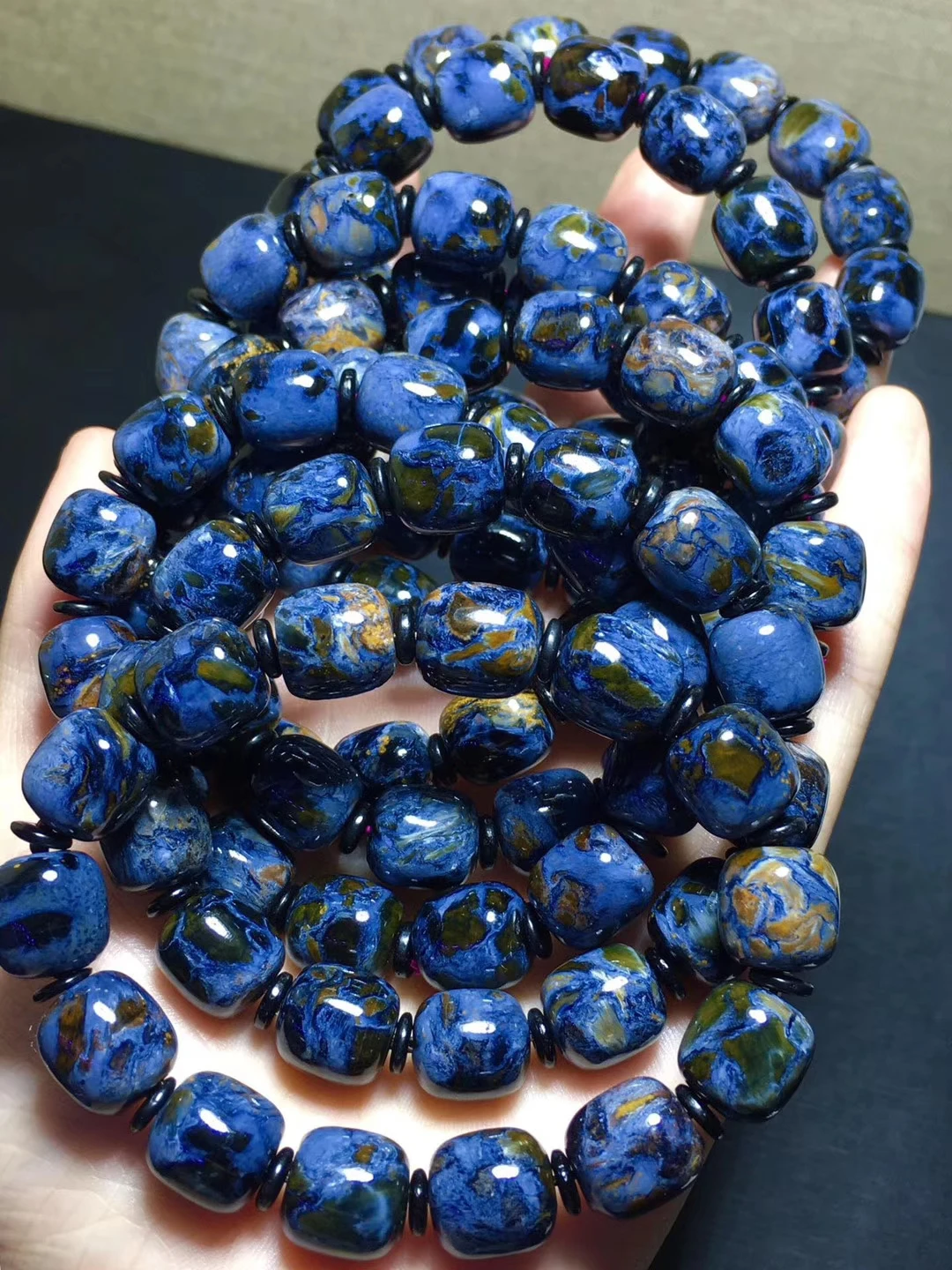 blue/yellow  Pietersite stoneegg 10*12mm  bracelet 7.5inch FPPJ wholesale beads nature AA