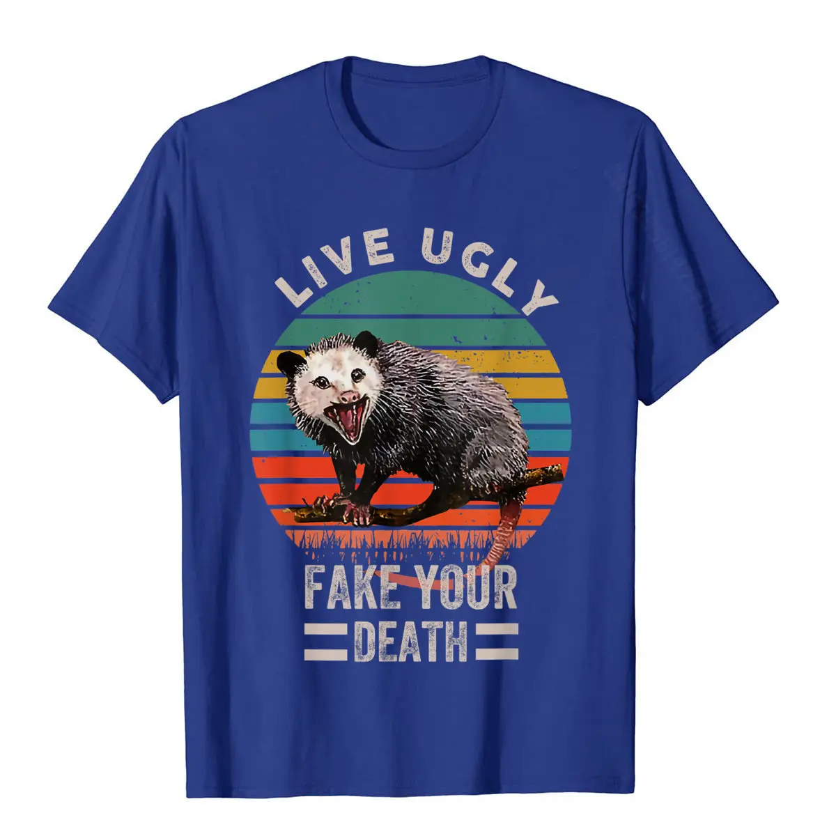 Vintage Live Ugly Fake Your Death Opossum Funny T-Shirt Brand Printed On Tshirts Cotton Men T Shirt Printed On