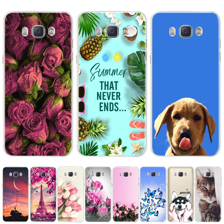 For Coque Samsung Galaxy J5 2016 Case Phone Back Cover Flower Silicone Case for Samsung J5 2016 J510 J510F Protector Cover Cases