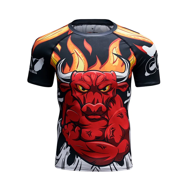 Cody Lundin Compression Boxing T-shirts Sublimation Printing Animal Male Fightwear Skinny Jiu Jitsu Kimono Bjj MMA Rashguard