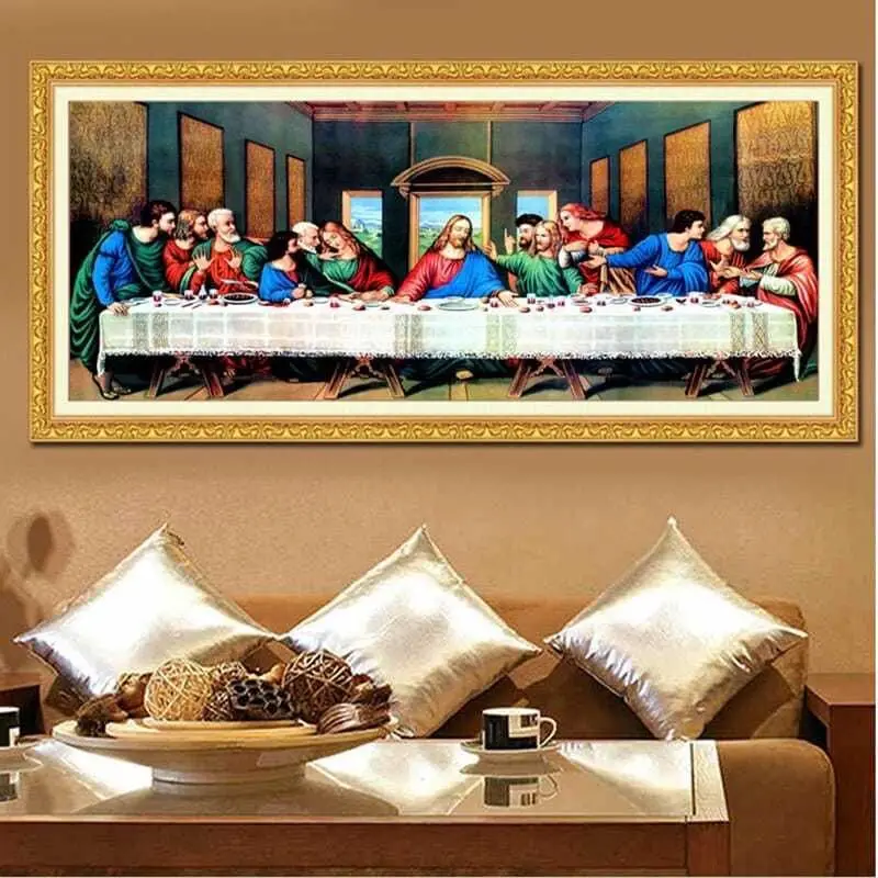 Printed Cross Stitch Needlework,DIY Living Room,Sets For Embroidery Kit Full Cross-Stitching Silk Thread Jesus \