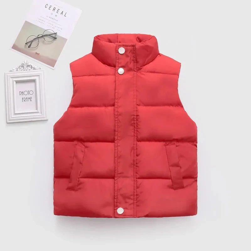 New Children\'s Down Cotton Vest Five Colors Boys Girls Adult Outer Wear Vest Stand-up Collar Warm Thickened Autumn Winter Vest