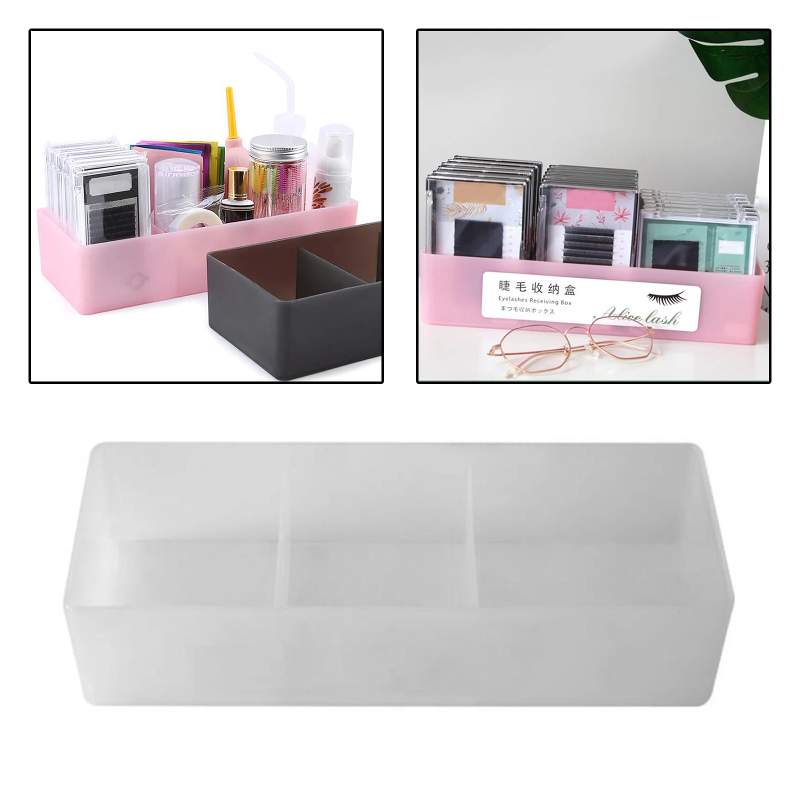 3 Grids Grote Wimper Extension Tool Opbergdoos Wimpers Lijm Tweezer Houder Cosmetische Lade Wimper Lege Storage Case