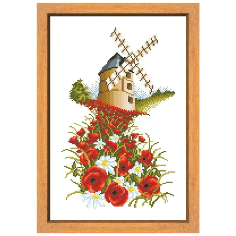 Poppy mill cross-stitch kits package 18ct 14ct 11ct white cloth cotton thread embroidery DIY cross stitch needlework