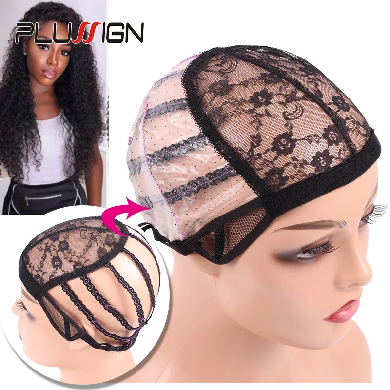 Plussgin New Dissolved Open Back Adjustable Strap Wig Caps For Making Wigs Sm L1Pcs 2Pcs/Lot Weaving Caps For Wigs