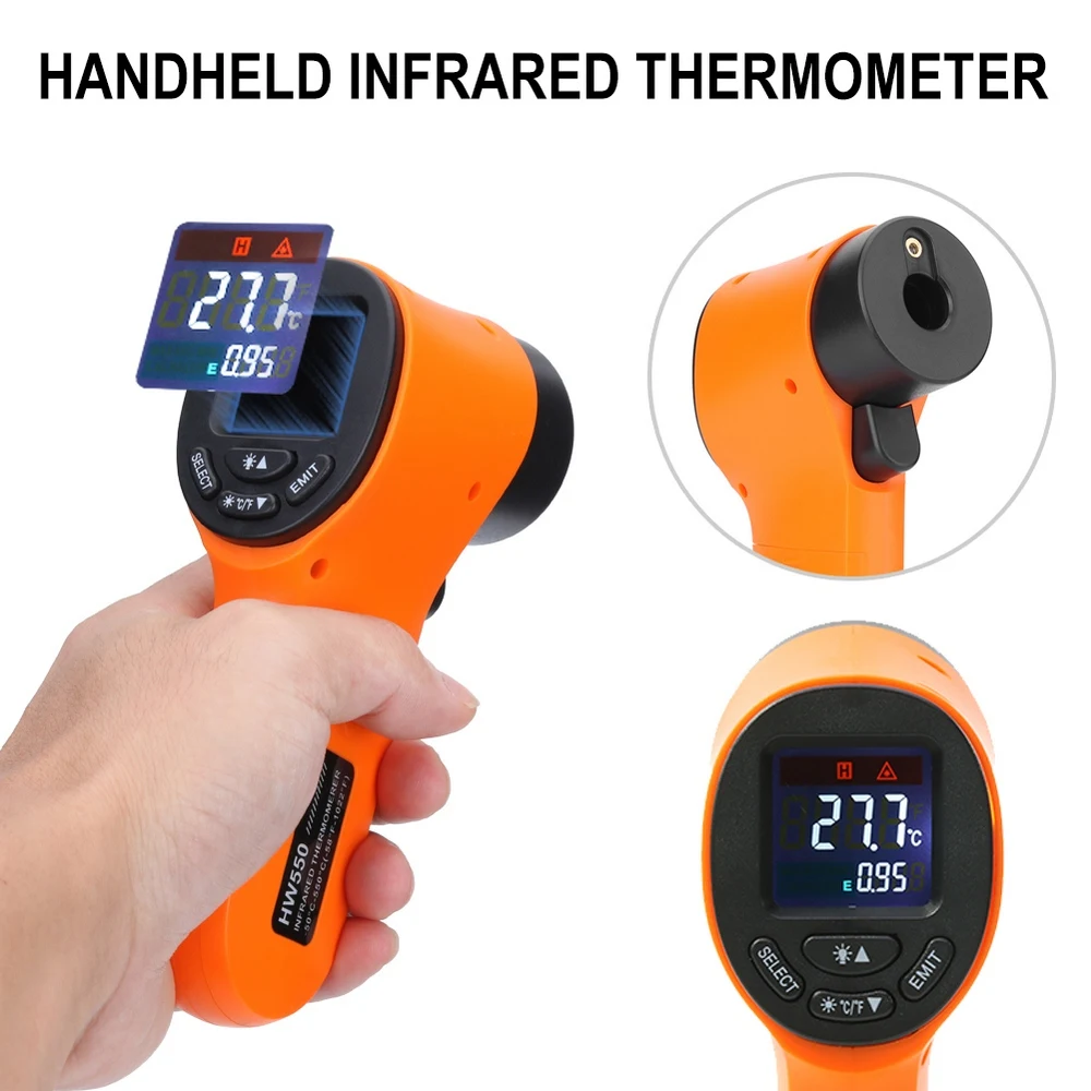 Imagem -03 - Laser Não-contato50 550 Thermometer Infravermelho Termômetro Industrial Infravermelho Pirômetro ir Laser Temp Meter Industrial Pirometer Ponto Arma