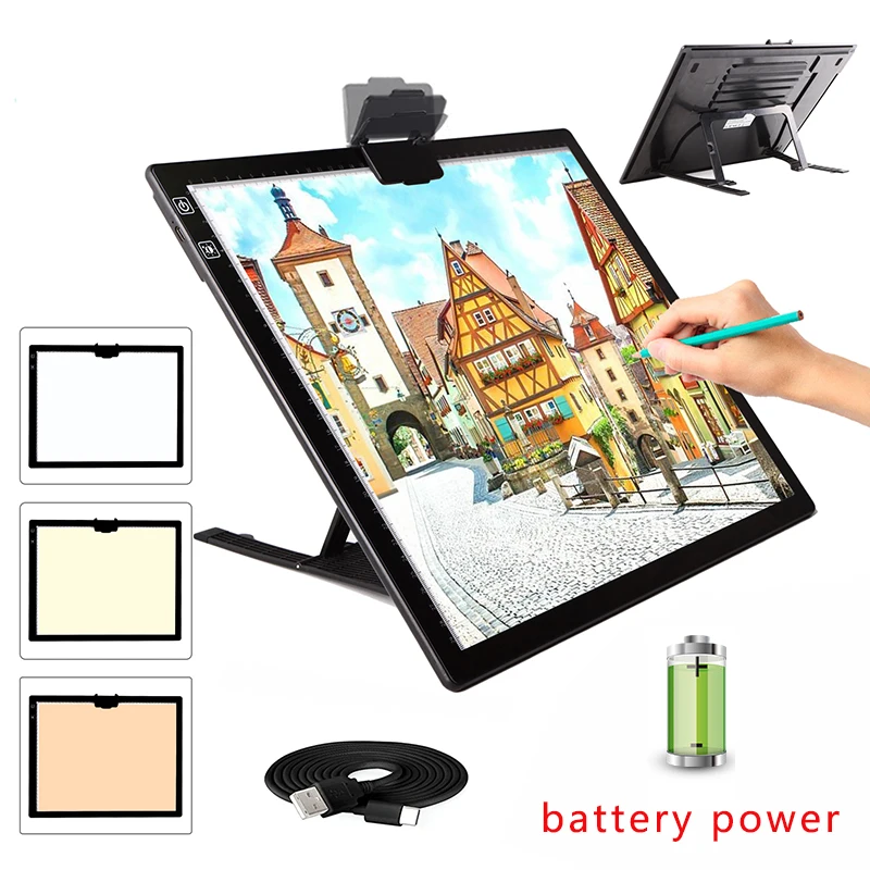 

A3 battery power Diamond Painting LED Light Pad with Stand, Portable LED Board Ideal for Partial and Full Drill Diamond Painting