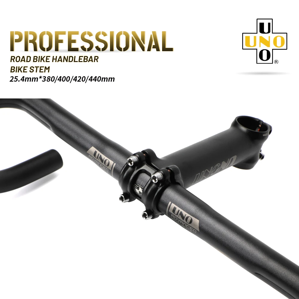 UNO Road Bike Handlebar Barbore 25.4mm Racing Bent Bar Aluminum Alloy MTB Handlebar 380/400/420mm Roadbar Mountain Bike Parts