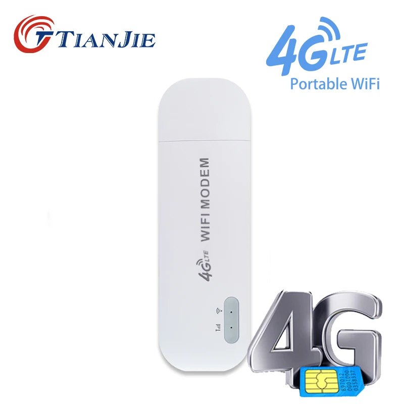 

Tianjie 4G Wifi Modem USB Dongle Mobile 150 Mbps Network Cat4 Broadband Unlocked Universal Modified Wireless with SIM Card Slot