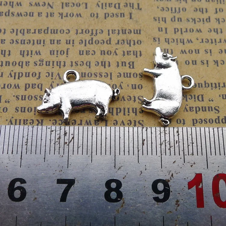 Newest 20Pieces 13*19mm Mixed Alloy Antique Silver Color Lovely Pig Charms Bracelet Pendant Necklace For DIY Jewelry Making