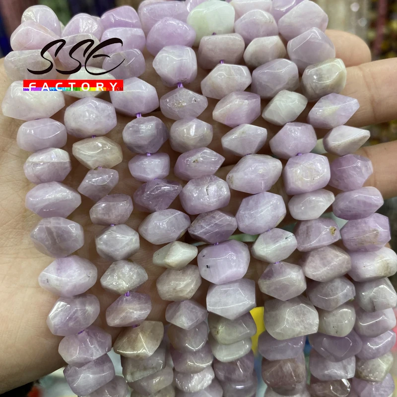 Natural Purple Kunzite Stone Beads Irregular Special Cut Genuine Loose Spacer Beads for Jewelry Making DIY Bracelets 15 Inches