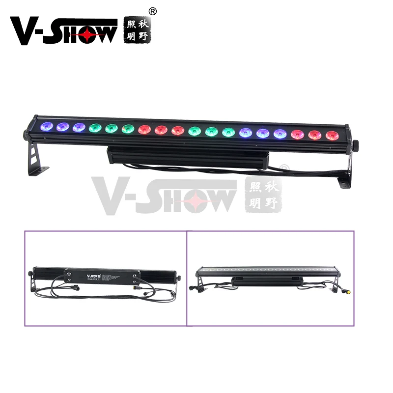 VSHOW 1pc Outdoor Waterproof Led Bar Light 18x10w RGBW 4in1 Pixel Wash Lighting Led Dmx DJ Disco Stag Strip Light