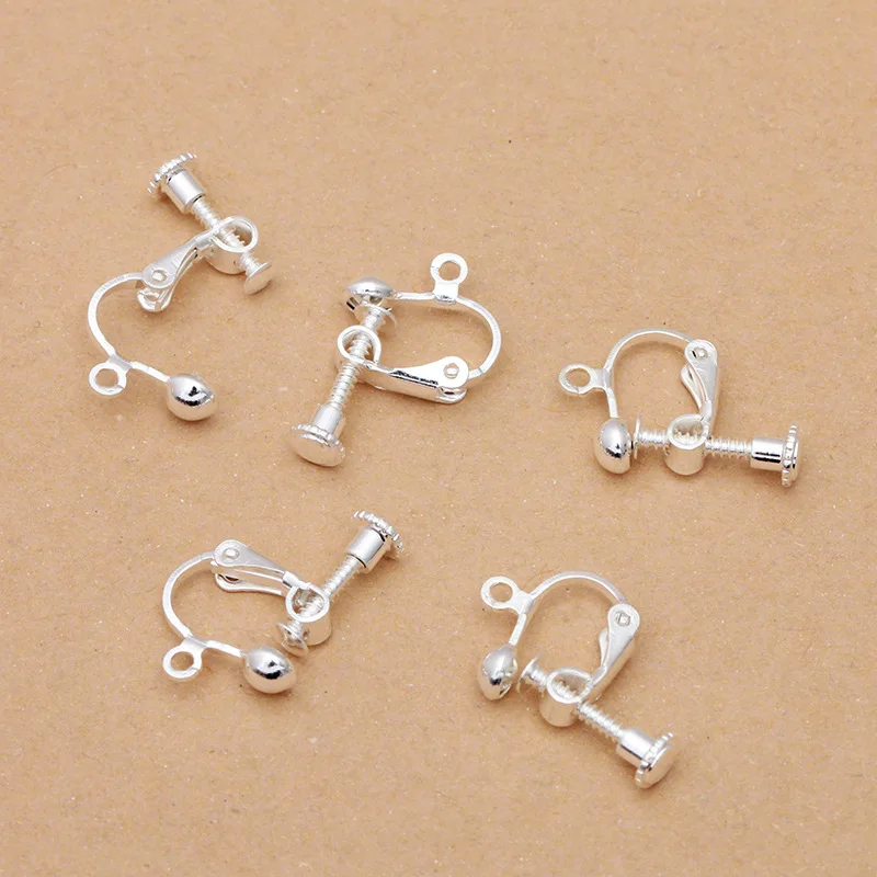 200pcs 4mm Ball Head Screw Ear Clip Earring Settings Rotate Earring Linker Connector Findings Base Blank For DIY Dangle Earrings