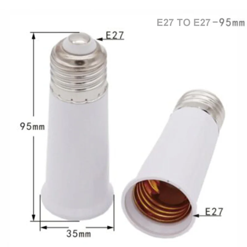 Extensor de lámpara E27 a E27, Base de portalámparas, adaptador de enchufe de extensión, convertidor de luz LED, 65mm, 95mm, 120mm