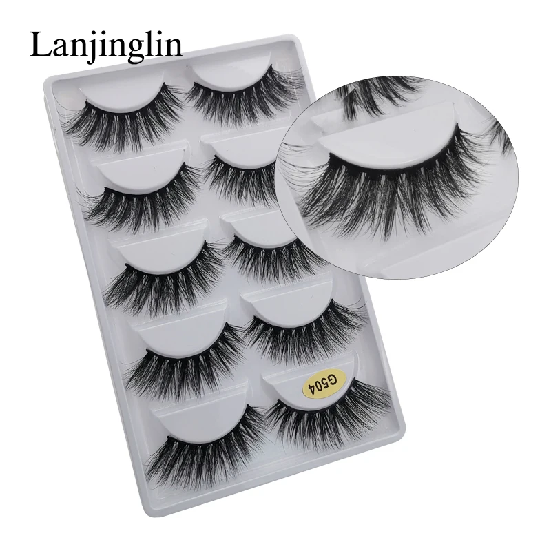 5 Paar 3d Nerts Haar Valse Wimpers Natuurlijke Herbruikbare Lange Volle Wimpers Piekerige Make-Up Wimper Extensie Sexy Nep Lash Cilios